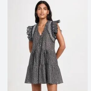 Sea New York Black and White Floral Maia Flutter Sleeve Mini Dress, XS, NWT